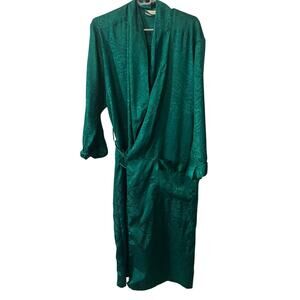 Vintage Victoria’s secret gold label‎ green holiday jacquard robe size small